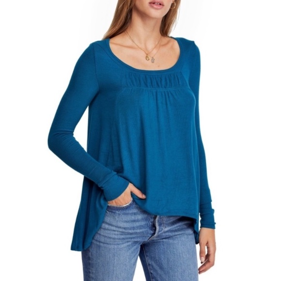 NWT We the Free Teal Love Valley Ribbed Long Sleeve Tunic Tee Medium Free People - Picture 3 of 14